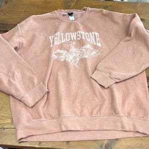 Distressed Yellowstone crewneck sweater